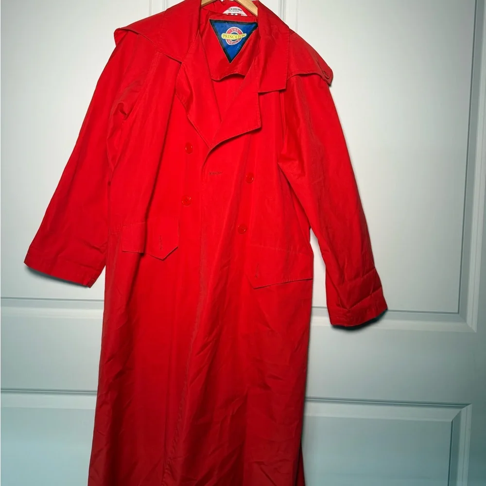 Women’s Vintage Red Double-Breasted Trench Coat - Picture 2 of 7